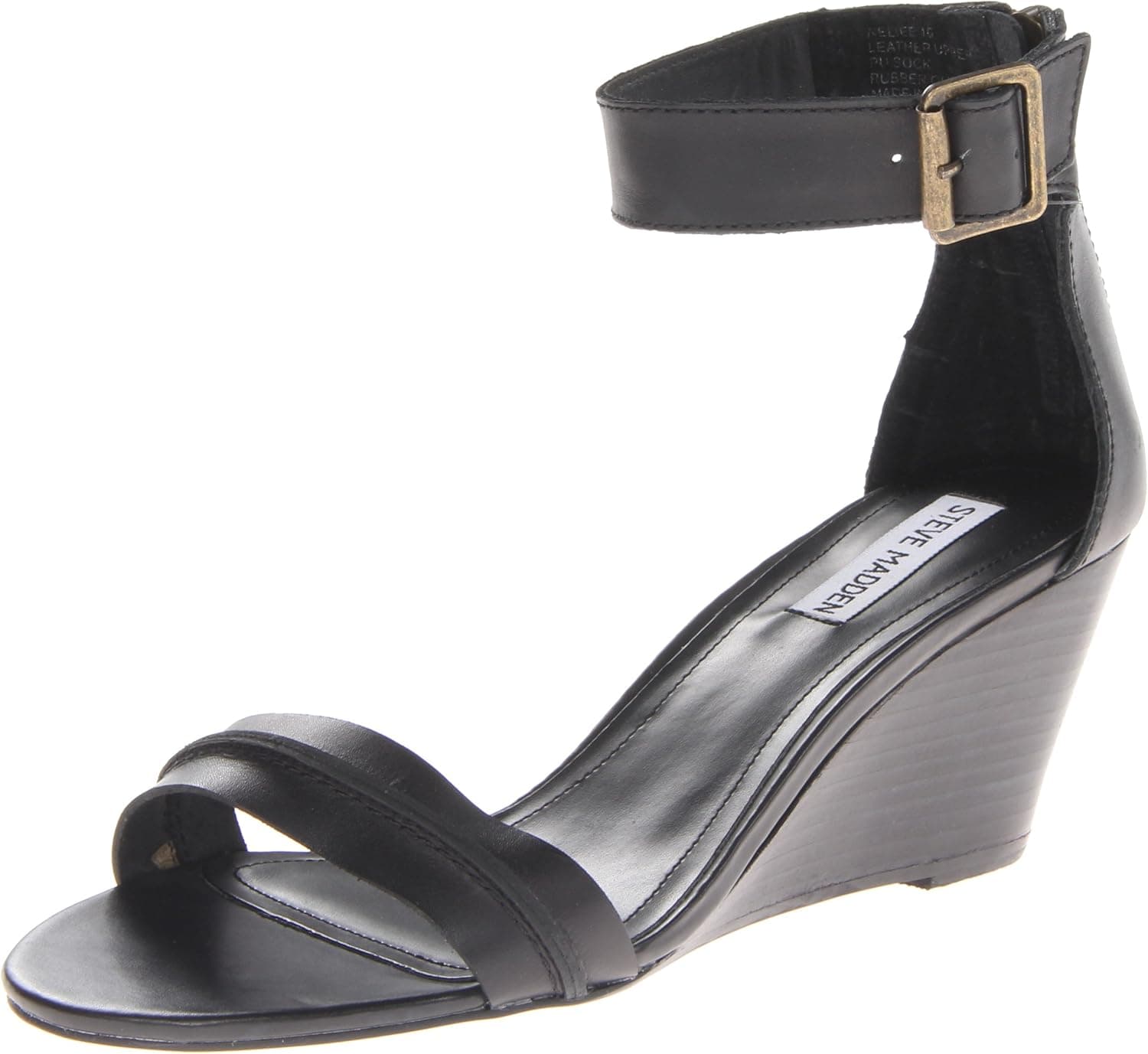 Steve Madden Women's Neliee Black Leather Wedge 6.5 M