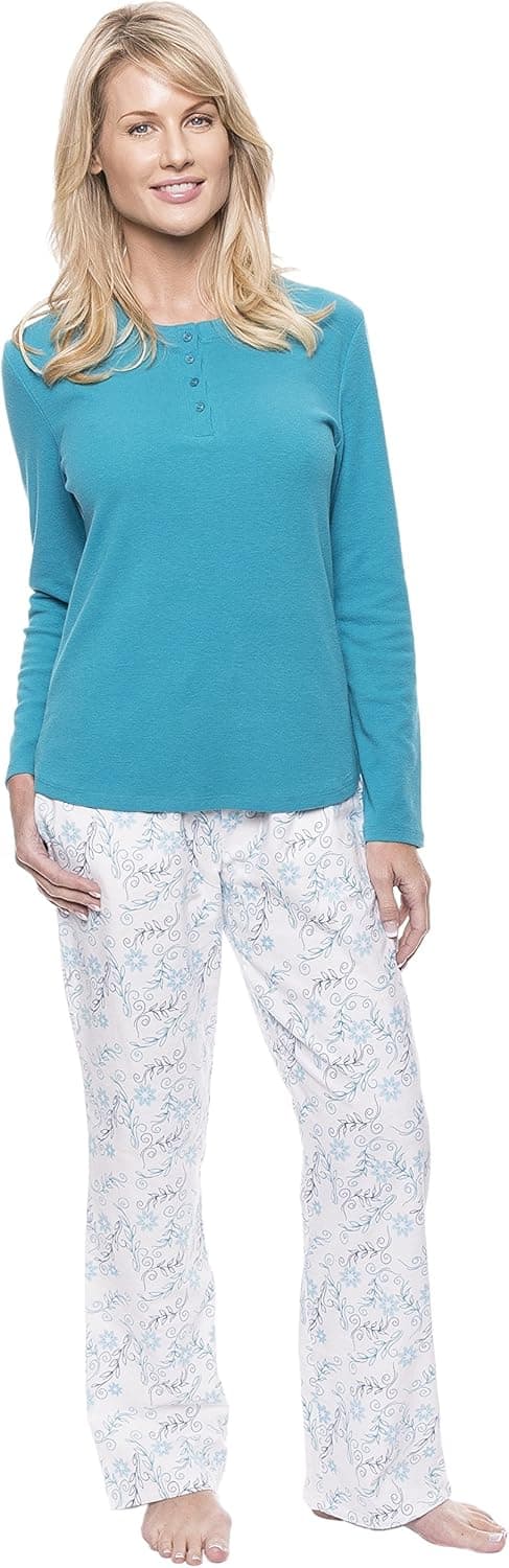 Noble Mount Womens Premium 100% Cotton Flannel/Knit Sleepwear Set - Cute Prints