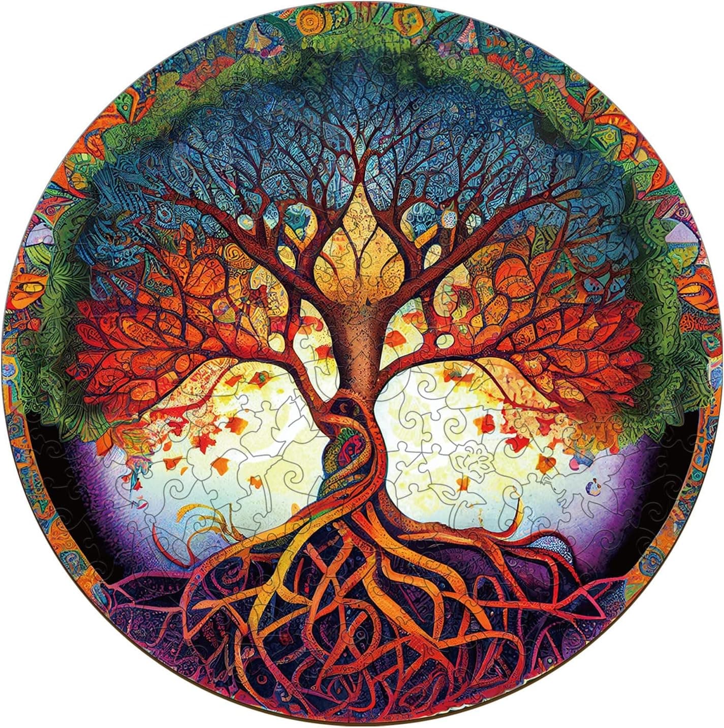 KAAYEE Wooden Jigsaw Puzzles-Wooden Puzzle Adult Unique Shape Advanced Tree of Life Wooden Jigsaw Puzzle for Adult, Family Puzzles 11.8x11.8in-200pcs