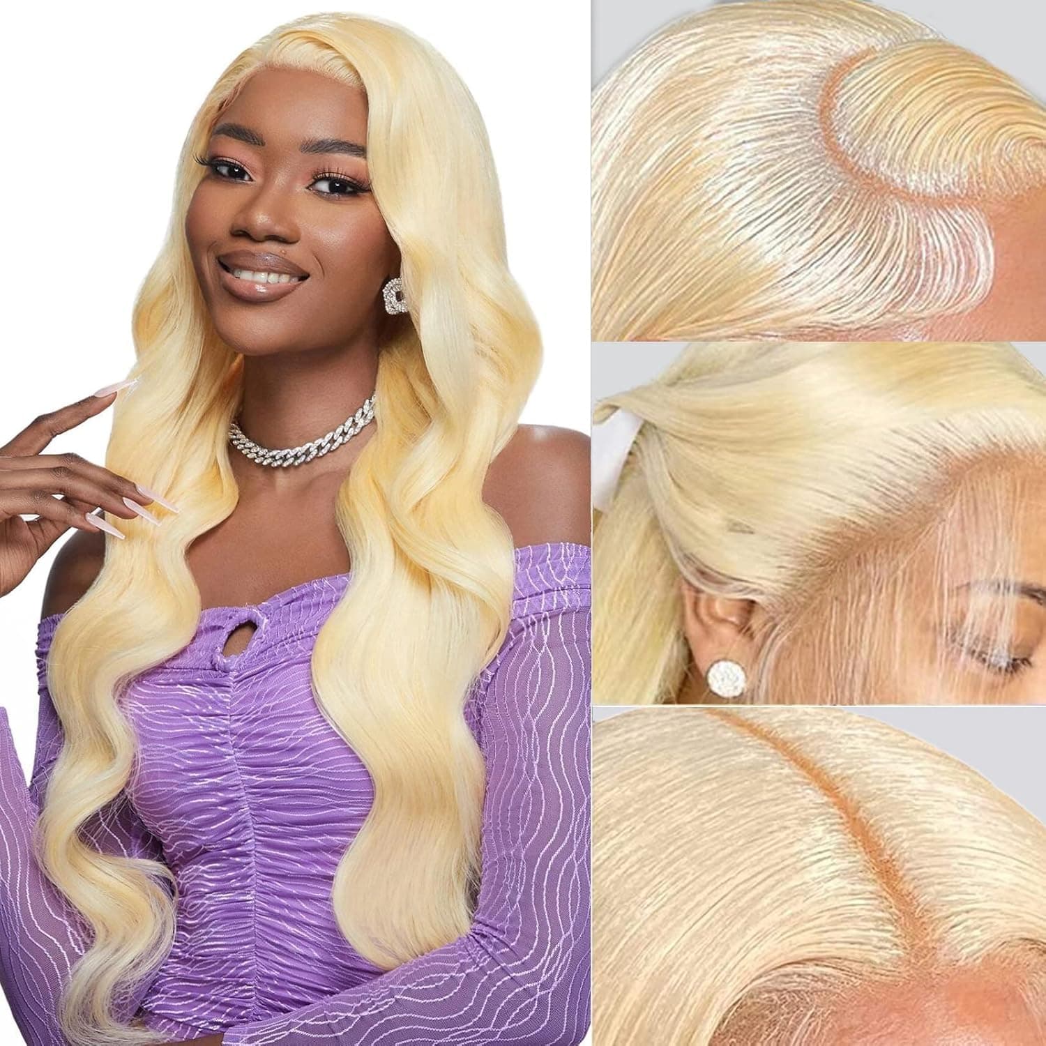 SPARKLE DIVA 613 Lace Front Wig Human Hair,13x4 Blonde Lace Front Wigs Human Hair 10a Brazilian Body Wave 613 HD Lace Frontal Wig 180% Density Transparent Lace Wig for Black and White Women (28inch)