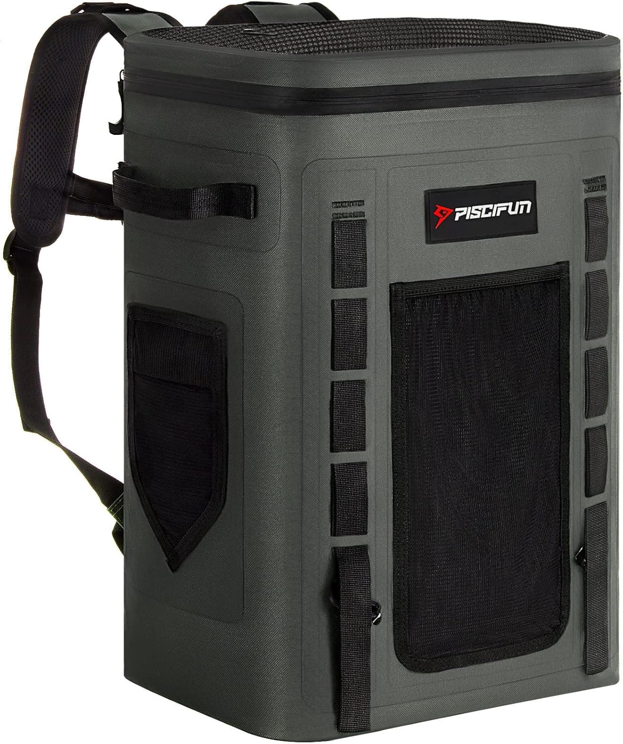 Piscifun Backpack Cooler Insulated 22L, 36 Cans Large Insulated Cooler Backpack Leafproof & Waterproof, Beach Backpack Cooler with food grade TPU coating, Soft Cooler Backpack BPA free Light-Grey & Dark-Grey