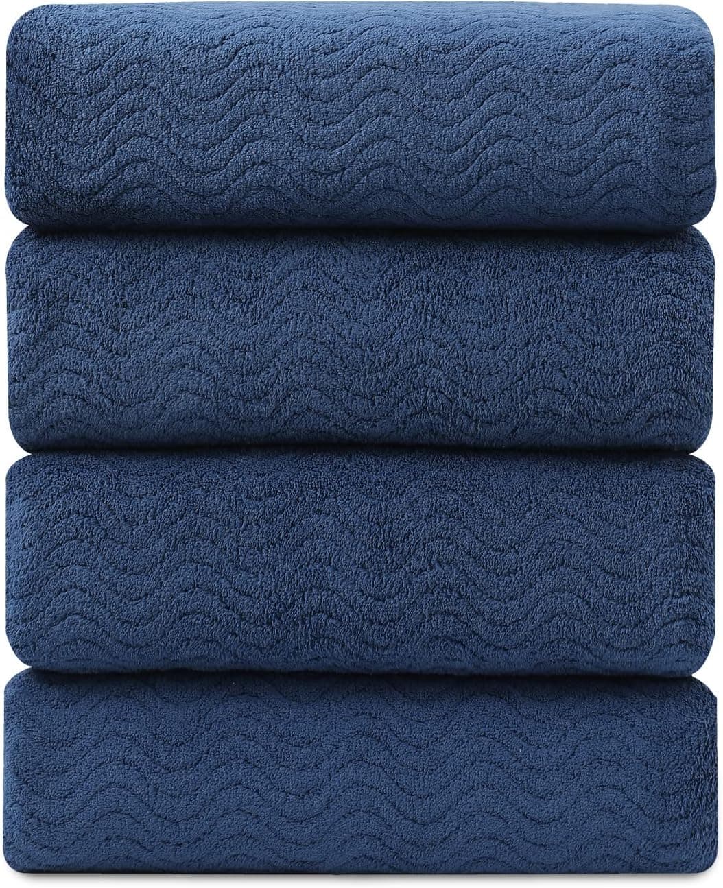 Junsey Bathroom Towels Set of 4, Oversized Bath Towels Extra Large 35x70 Inch Shower Towels Highly Absorbent Quick Dry Towel 600 GSM Soft Bath Sheet Towel Set for Bathroom Hotel SPA Camping Navy Blue