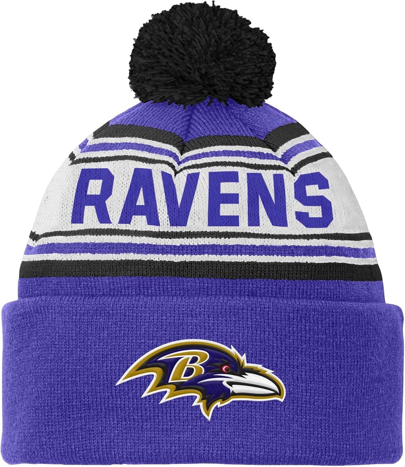 NFL Youth Boys Jacquard Cuffed Knit Hat with Pom