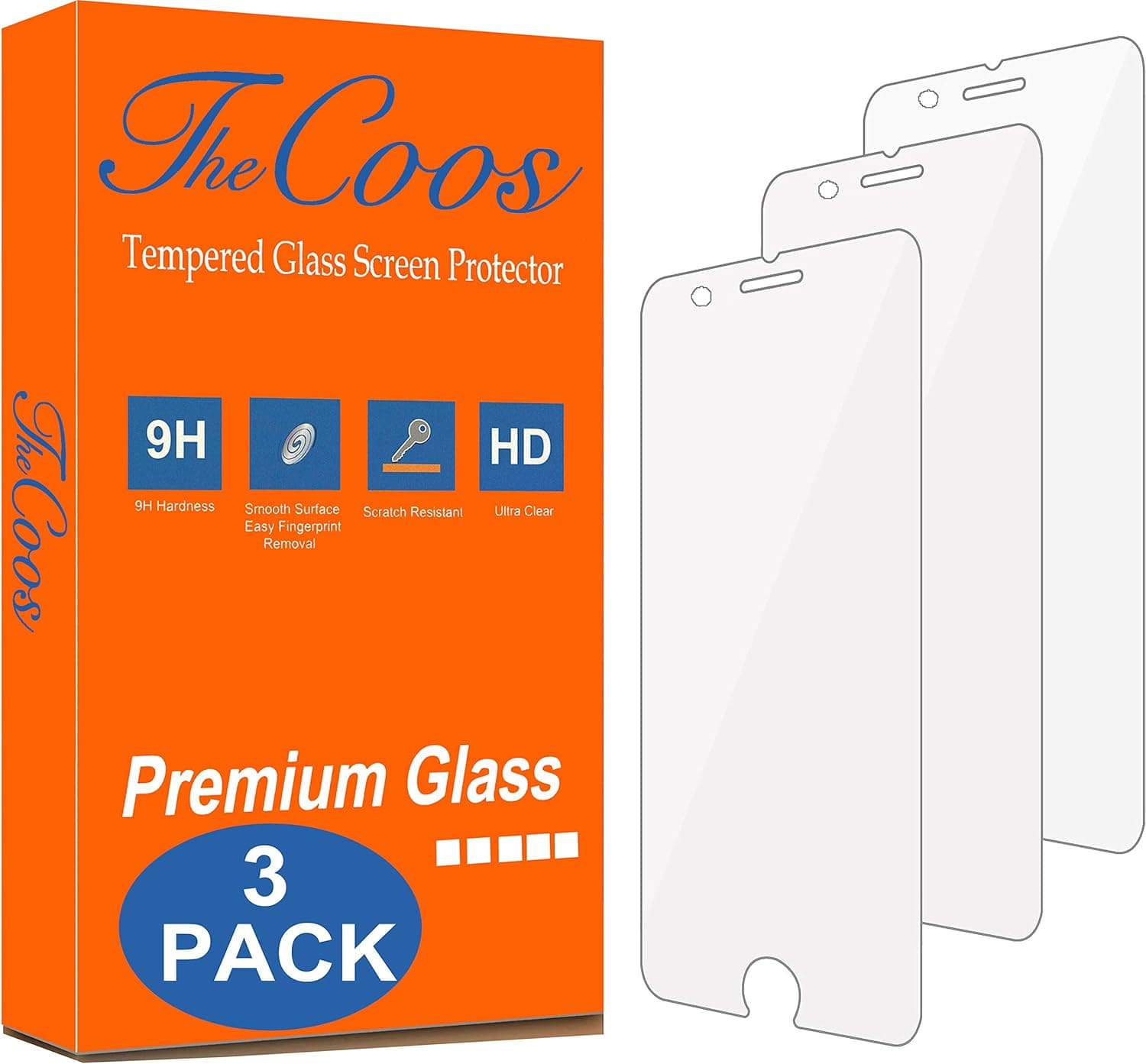 [3-Pack] TheCoos Tempered Glass Screen Protector Apple iPhone 8 & iPhone 7