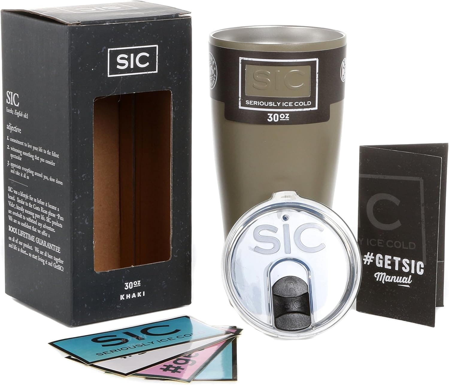 SIC Cups Insulated Tumbler, Khaki, 30oz.