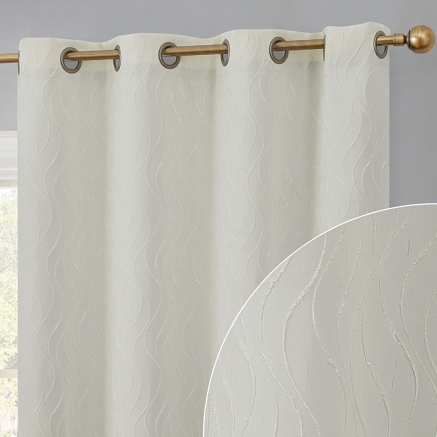 HLC.ME Camden Decorative 100% Full Blackout 2 Layer Winter Heat Cold Thermal Insulated Energy Savings Floor Length Thick Window Curtain Draperies Grommet Panels for Bedroom, Set of 2 (50 x 84, Ivory)