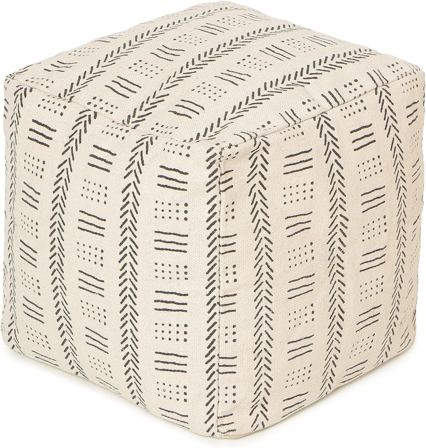 · REDEARTH · UNSTUFFED Pouf Ottoman Cover Printed Storage Boho Decor Cube Footrest for Living Room,Bedroom,Nursery, Farmhouse, Kidsroom, Patio;100% Cotton (20X20X20; Pouf Tribal Art Cream)