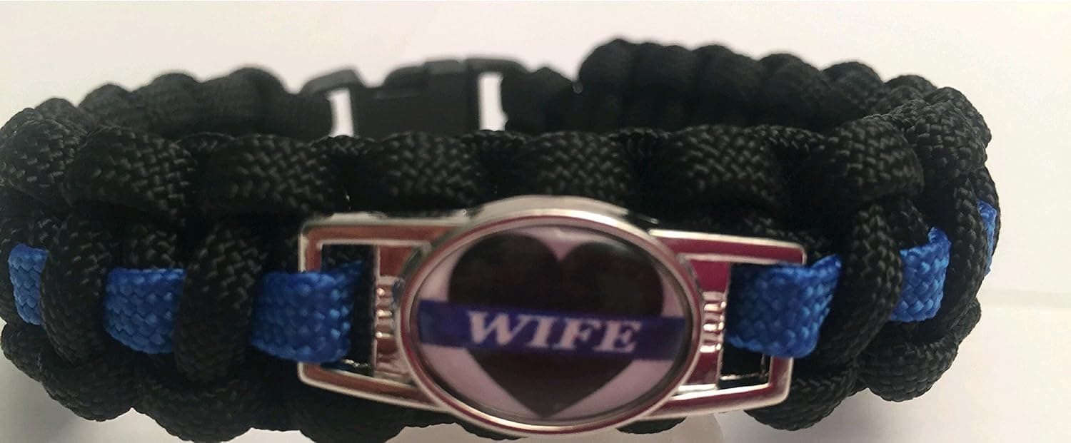 BOSTONRED2010 Police Heart Mom, Police Heart Wife, Police Heart Daughter, Police Heart Girlfriend, Police Heart Sister Thin Blue Line Paracord Survival Bracelet with Charm