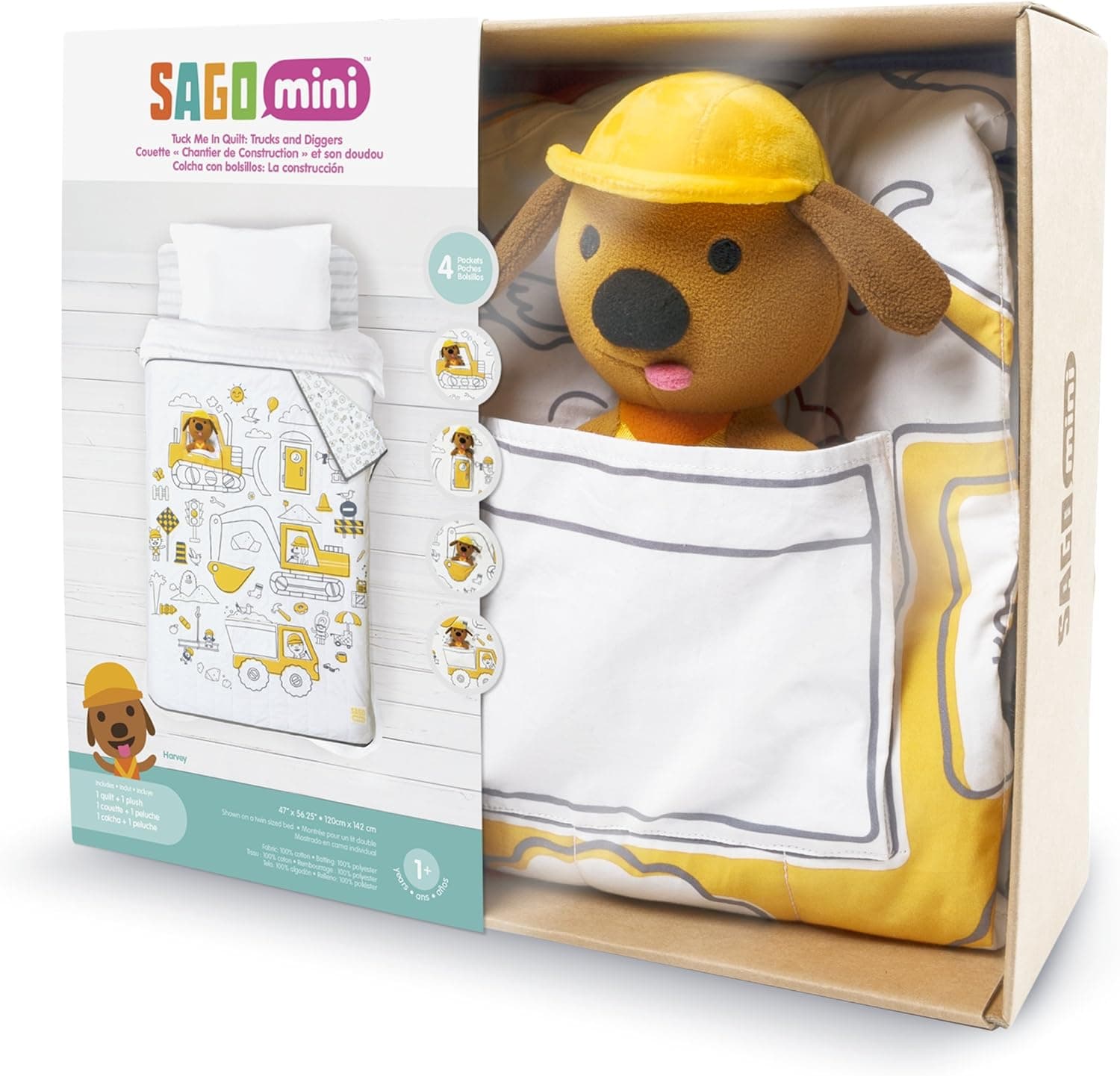 Sago Mini - Tuck Me in Quilt - Trucks & Diggers