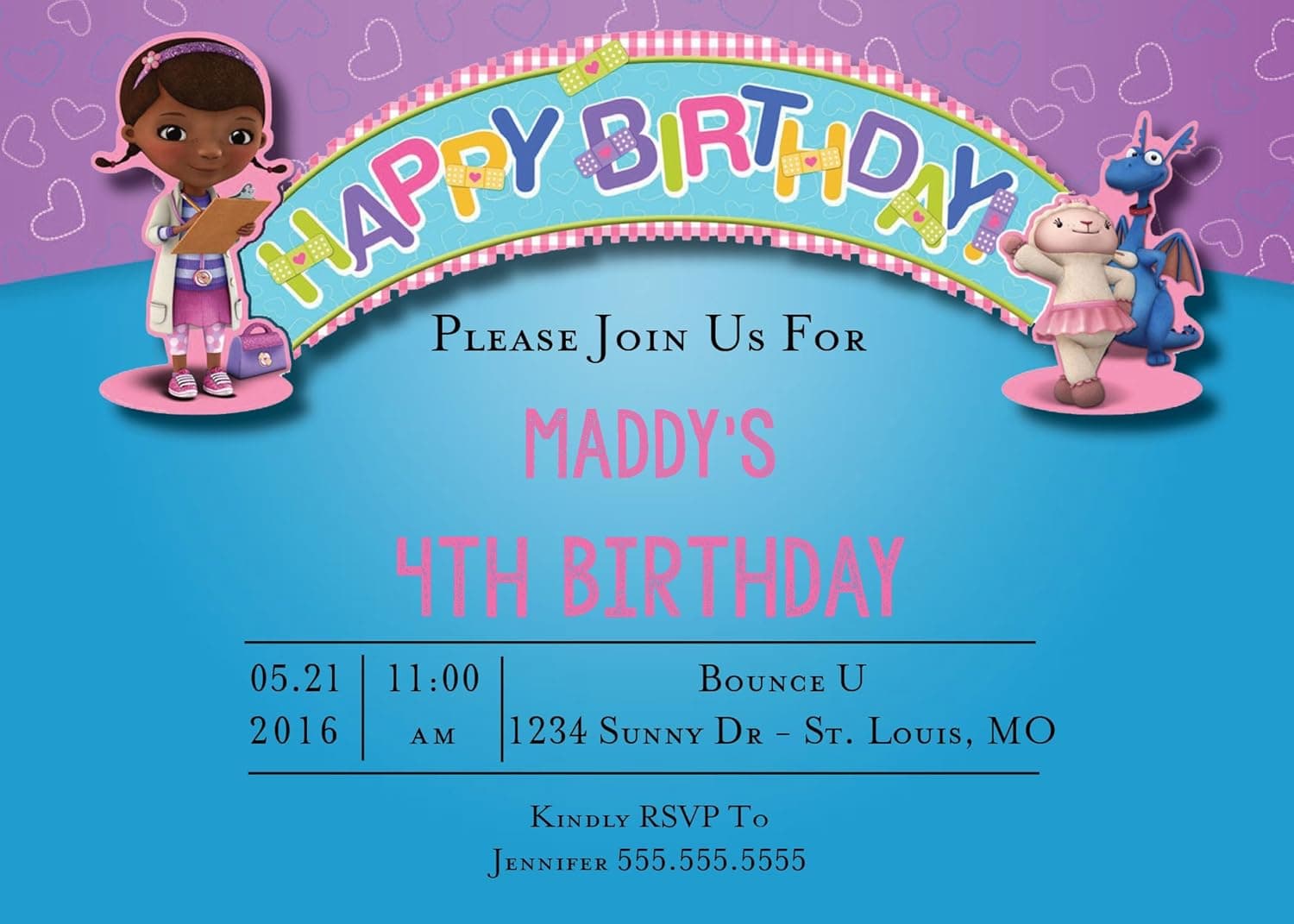 The Melange Market Custom Birthday Party Invitation - Doc McStuffin