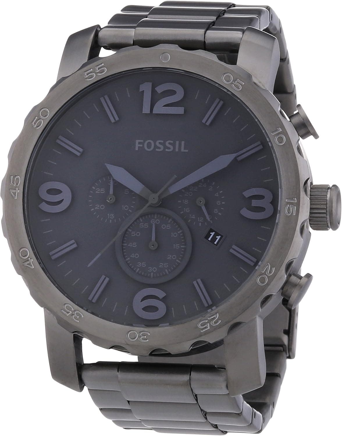 Fossil Nate Chronograph Stainless Steel Watch - Smoke Jr1400