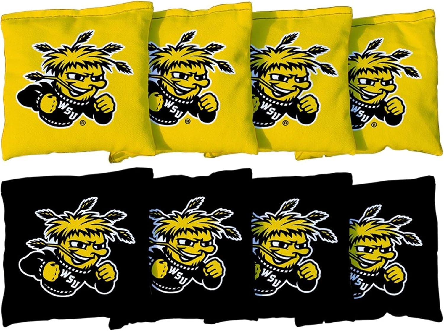 Victory Tailgate NCAA Collegiate Regulation Cornhole Game Bag Set (8 Bags Included, Corn-Filled) - Wichita State University Shockers