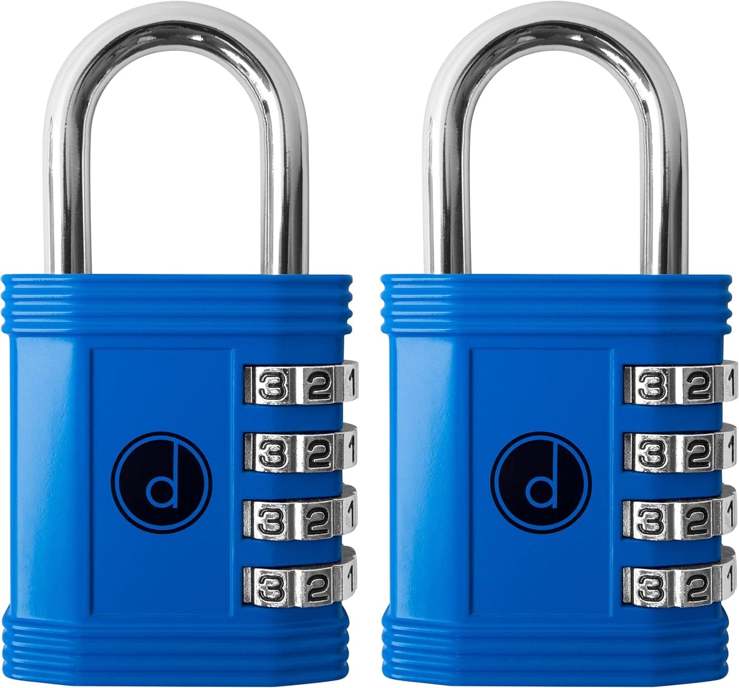 Padlock (2 Pack) 4 Digit Combination Lock - for Gym School Locker, Outdoor Gate, Shed, Fence, and Storage - Weatherproof Metal - Keyless, Easy to Set, Resettable - Blue