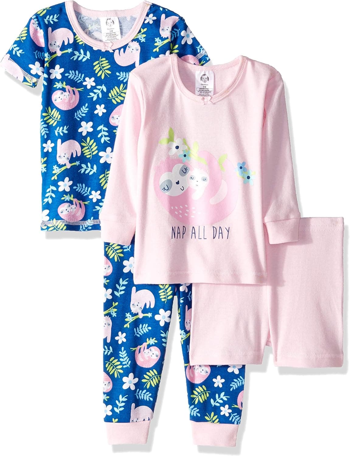 GERBER Girls 4-Piece Pajama Set