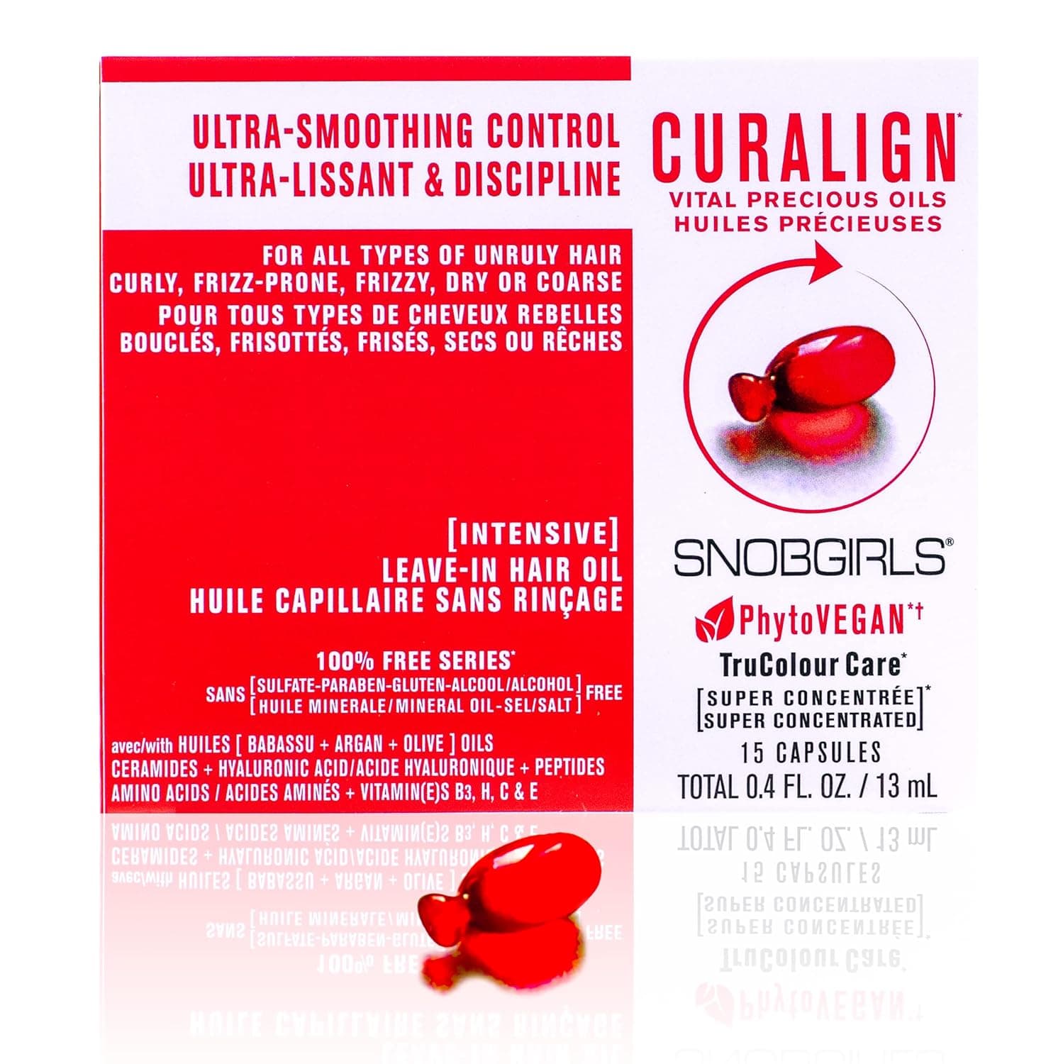 SNOBGIRLS CURALIGN Leave-In Hair Oil for Ultra Smoothing Control with Argan Oil, Babassu & Olive Oil, Hyaluronic Acid, Ceramides, Peptides & Vitamins. Detangling Hair oil All Types of Unruly Hair; Curly, Frizz-Prone, Frizzy, Dry or Coarse
