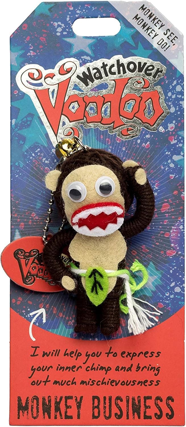 Watchover Voodoo - String Voodoo Doll Keychain – Novelty Voodoo Doll for Bag, Luggage or Car Mirror - Monkey Business Voodoo Keychain, 5 inches