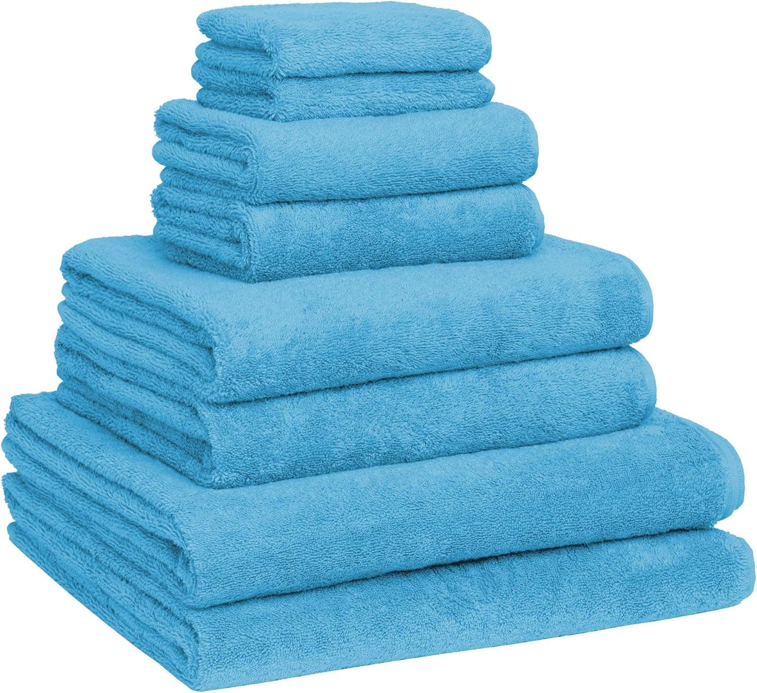 Luxury Extra Large 8-Piece Turkish Towel Set with 4 Bath Towels (30x60 and 24X48) - Aqua