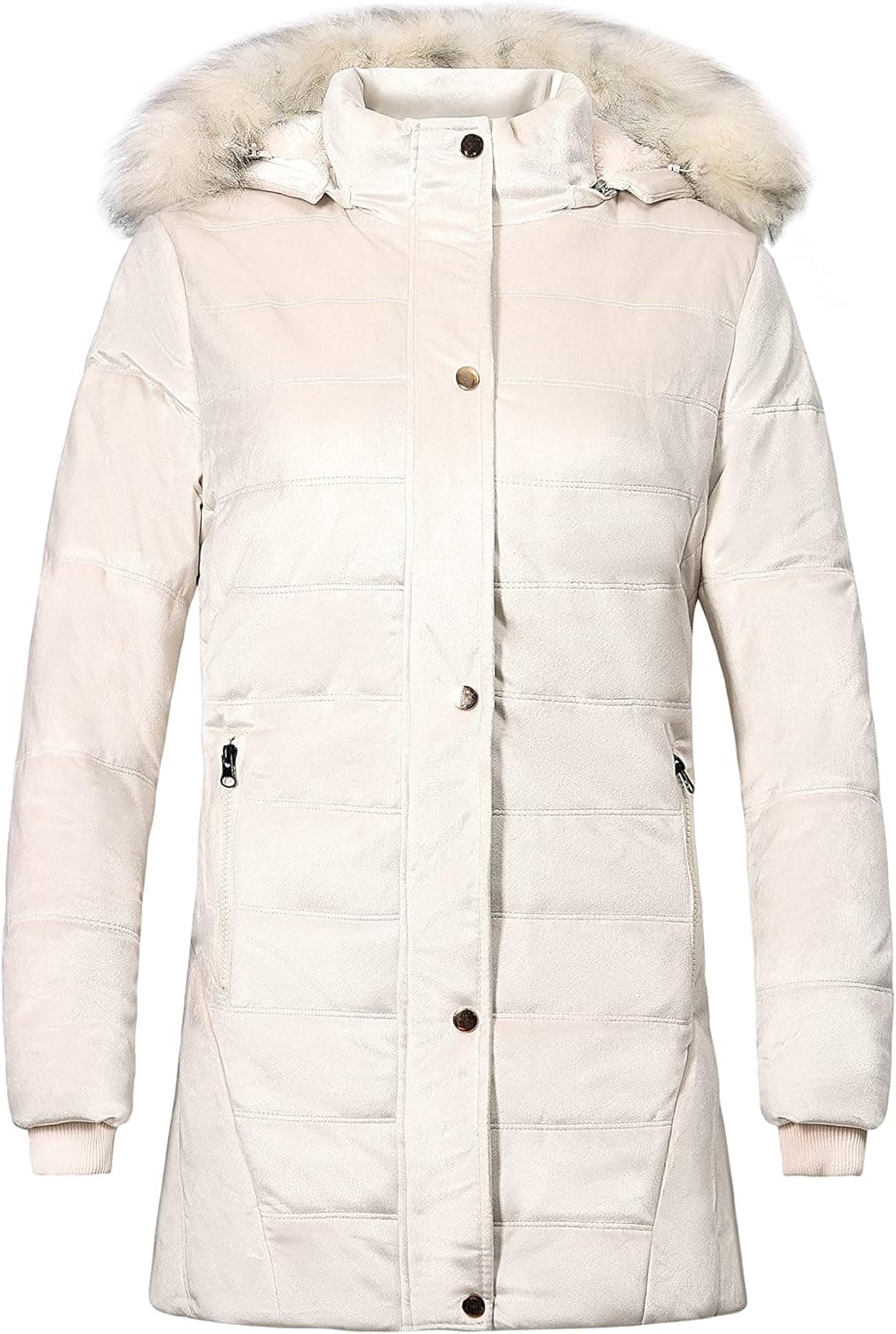 Maxbyc Womens Winter Coats Warm Soft Velvet Parka Jacket with Detachable Faux Fur Hood