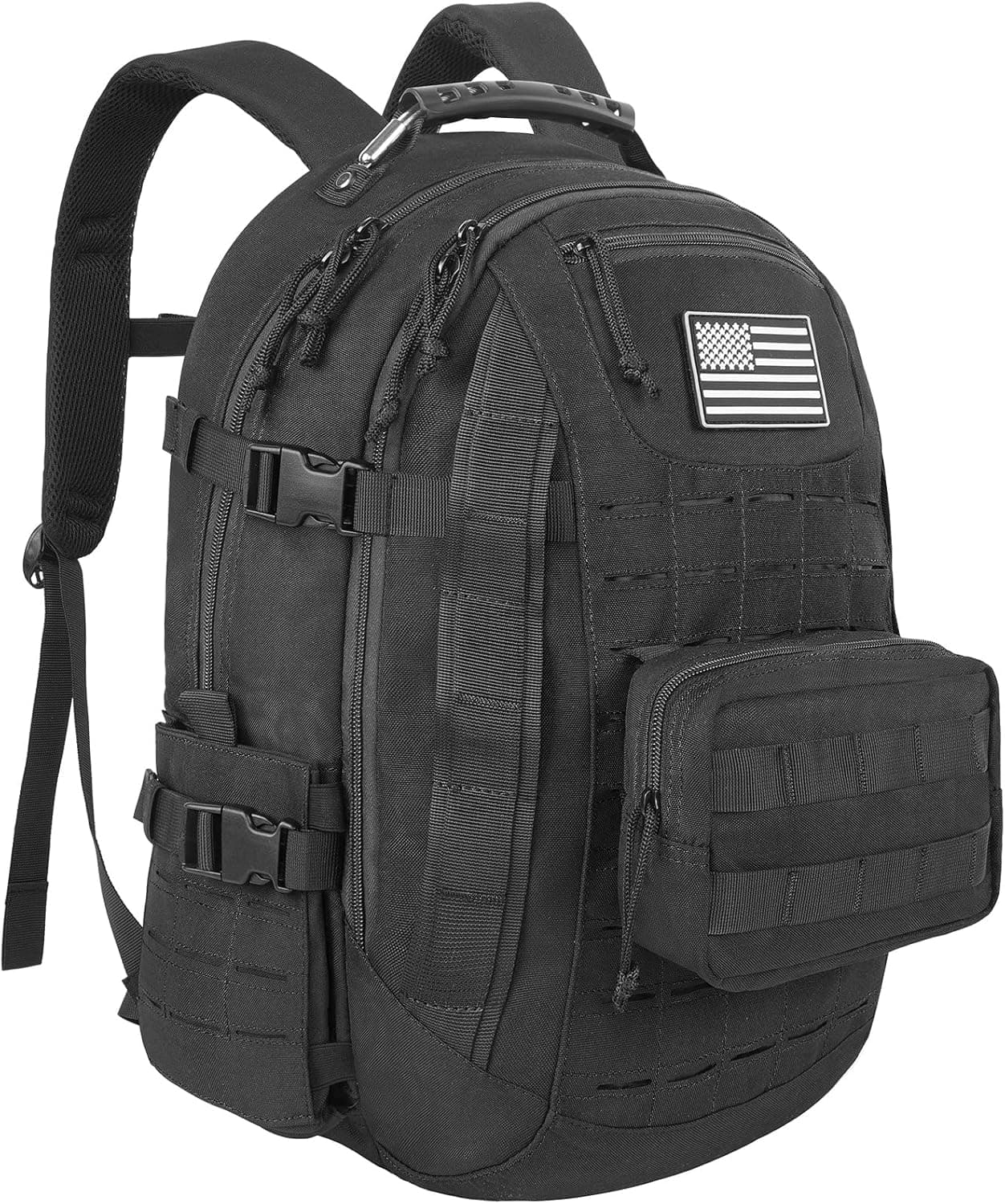 Military Tactical Backpack For Men, Tactical Gear Military Backpack With Detachable Molle Bag, Hiking Accessories 35L Large Survival Backpacks Army Backpack 3 Day Assault Pack Bug Out Bags, Black