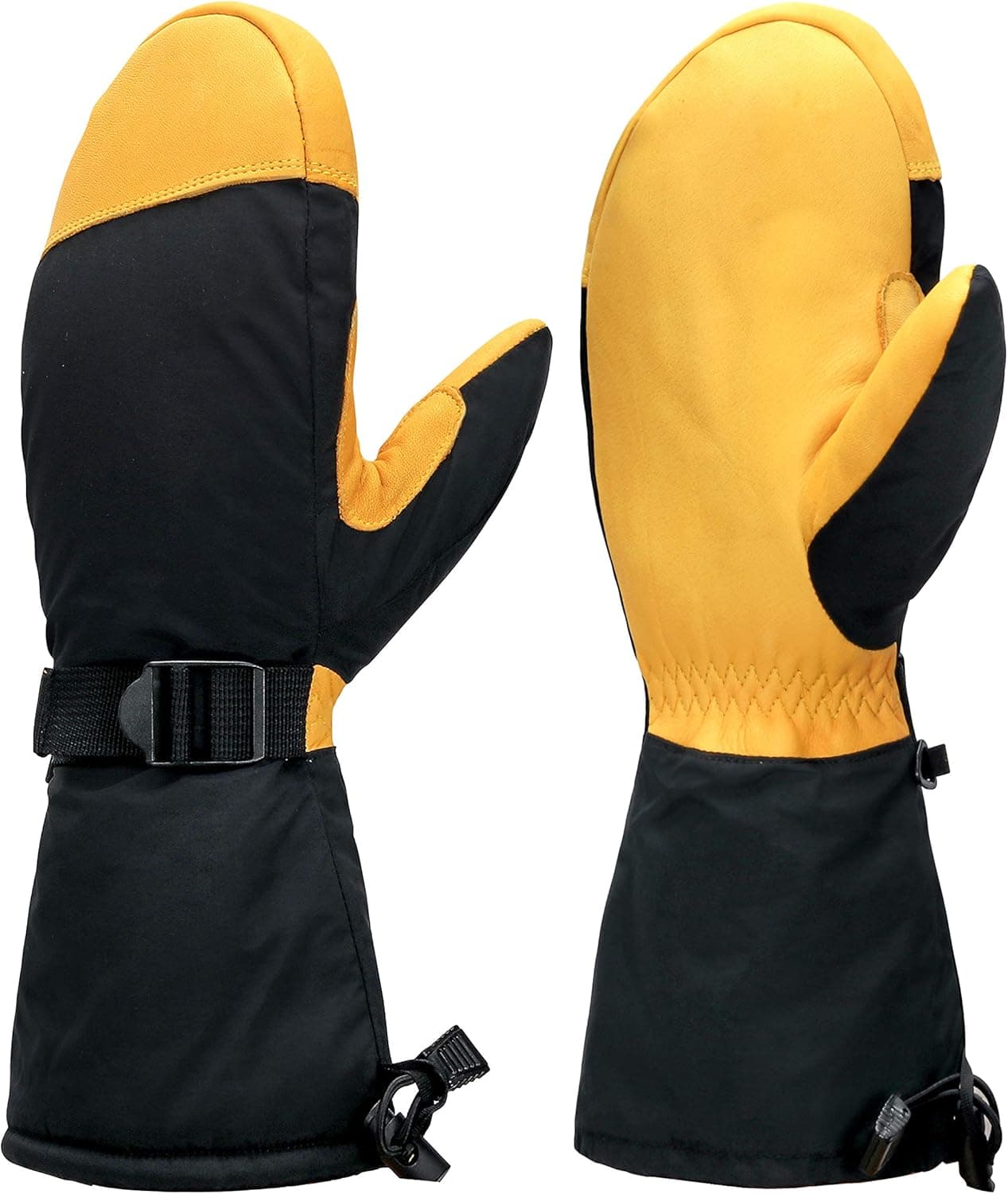 SzBlaZe Waterproof Thinsulate Thermal Ski Gloves With Cowhide Leather Palm For Ski Snowboarding Winter Outdoor Sport(Mittens, XXL)