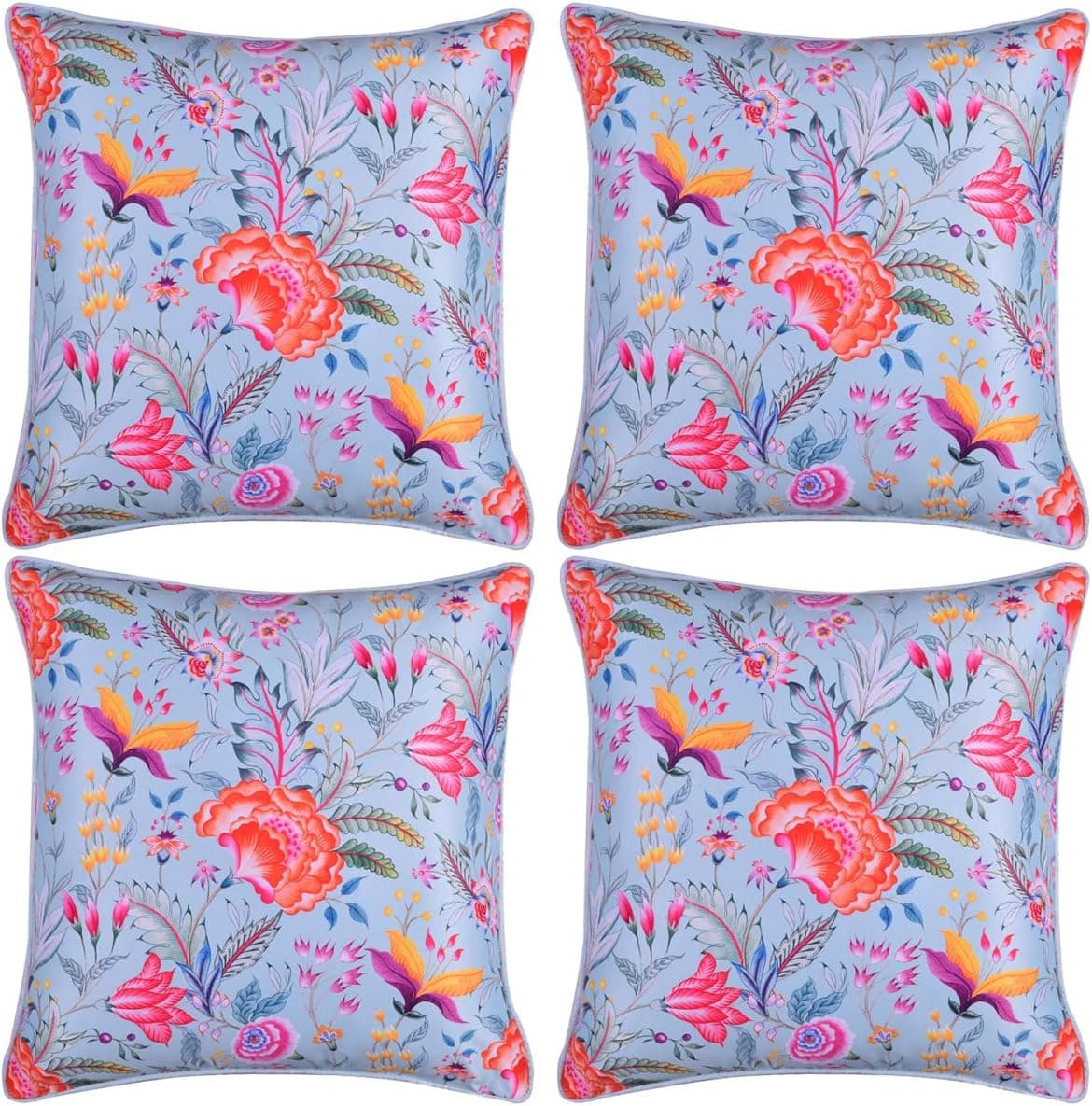Decozen Decorative Floral Printed Throw Pillow 20 x 20 inches with Vacuum Packed 600 GMS Insert in 1 Set for Couch Sofa Bed Living Room Bedroom Indoor Patio