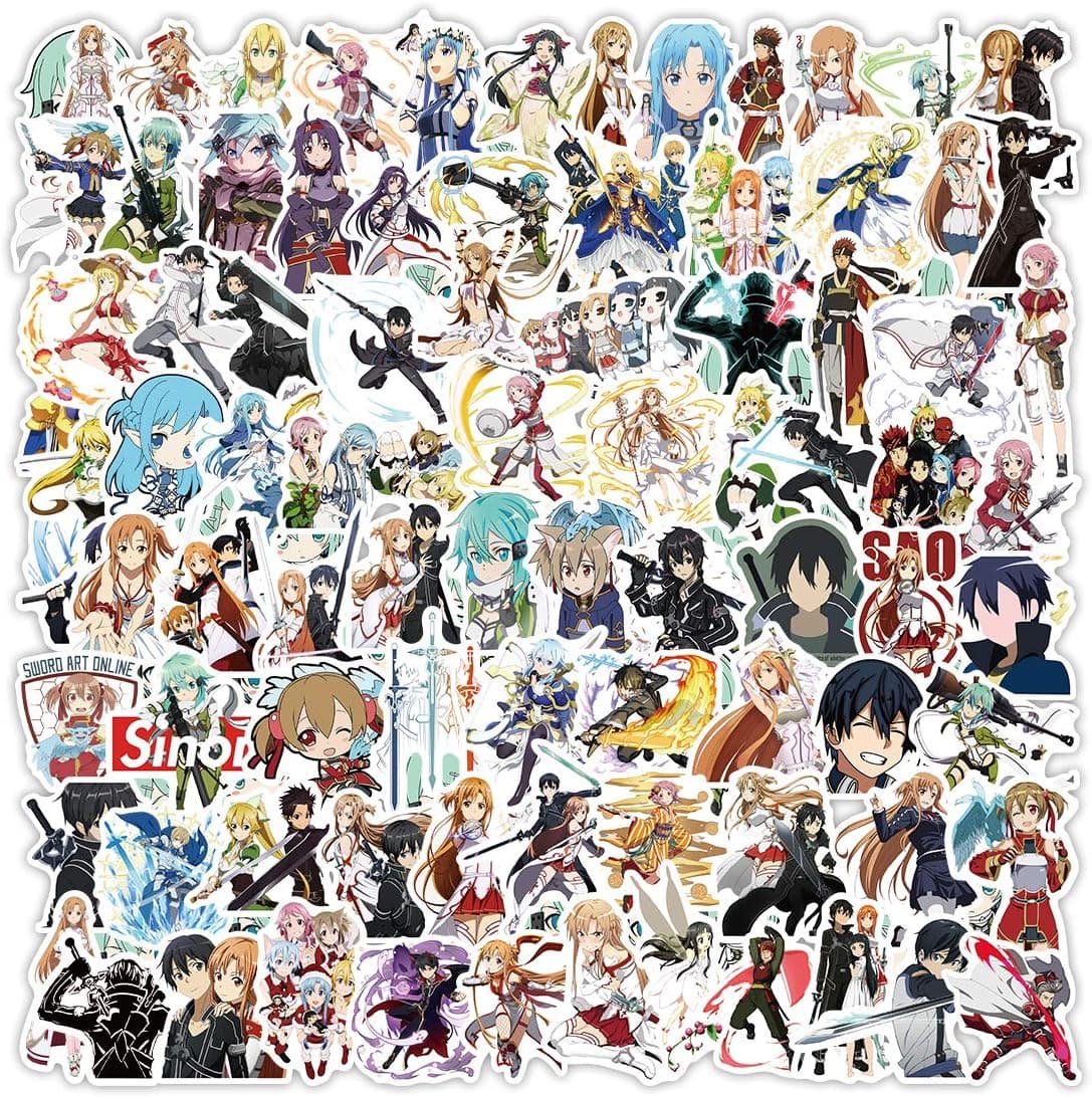 Anime Stickers 100pcs Cartoon Stickers Waterproof Vinyl Stickers for Kids Teens Adults Laptop Hydroflask Water Bottle Skateboard Luggage