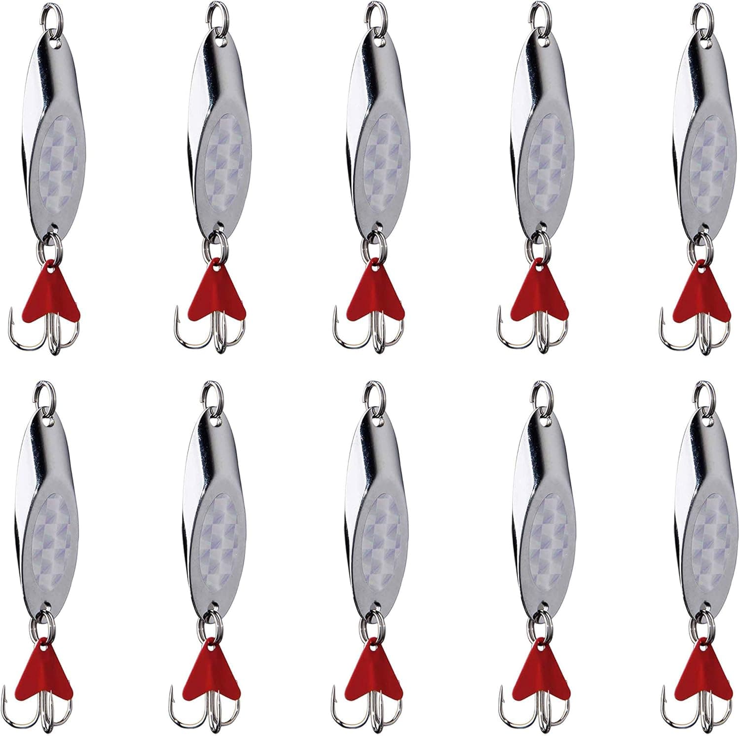 Casting Fishing Spoons Lures Saltwater Jigging Spoons Fishing Tackle Bait with Treble Hooks Hard Metal Spoon Lures for Salmon Bass