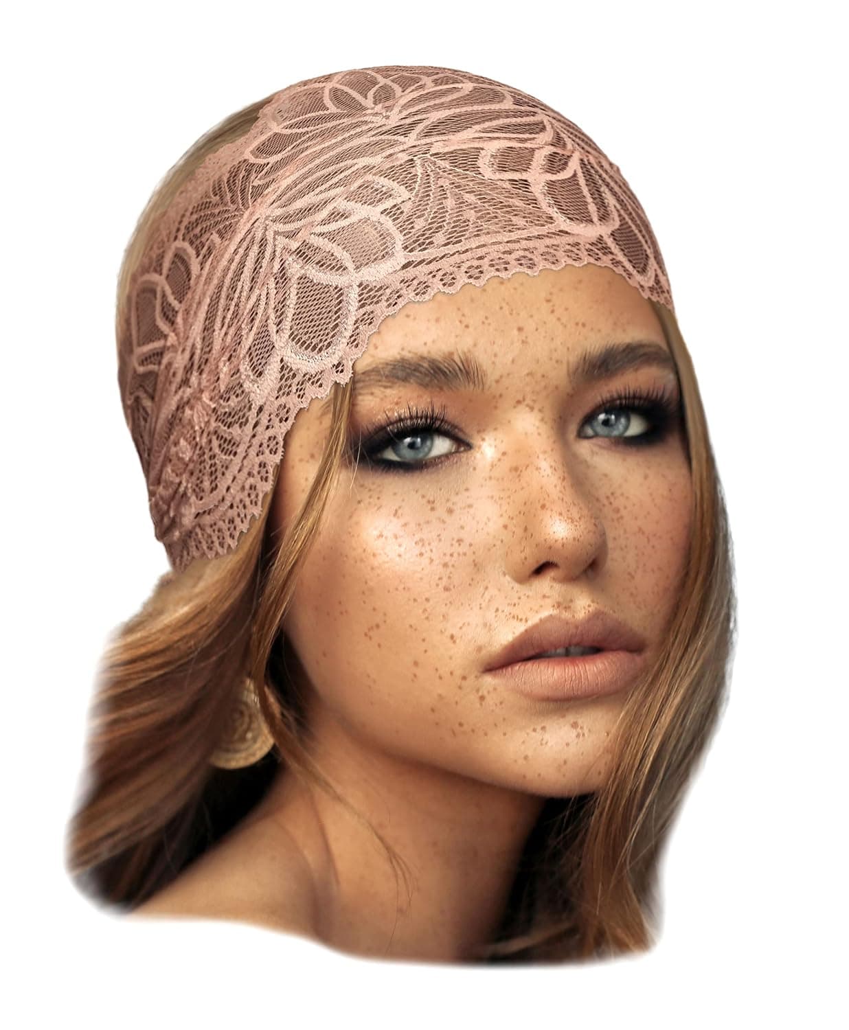 ShariRose Pink Lace Headband for Women Hair Accessories For Women Stretch Lace Vintage Floral Headband Makeup Headband Hairbands Handmade Quality Hairbands (Vintage pink)