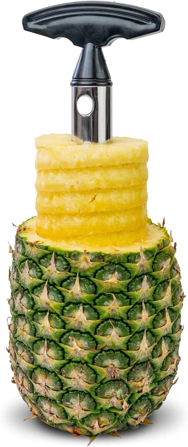 Pineapple Stainless Steel Corer, Stem Remover Pillar Extractor Tool, by Exultimate (Black)