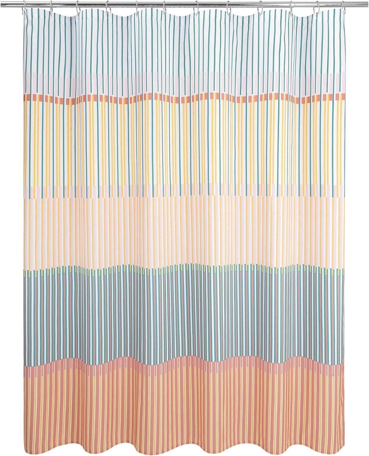 Allure Home Creation Market Stripe Polyester Fabric Printed Shower Curtain 70"x72" Multicolor