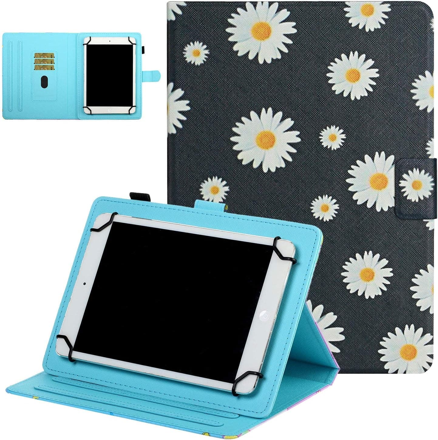 Universal 10 Inch Tablet Case, UGOcase Multi-Angle PU Leather Stand Protective Shell for All 9.6" 9.7" 10.1" 10.2” 10.5" Tablet (iPad 9.7/iPad 10.2/Pro 10.5, Galaxy Tab, Fire HD 10), Daisy