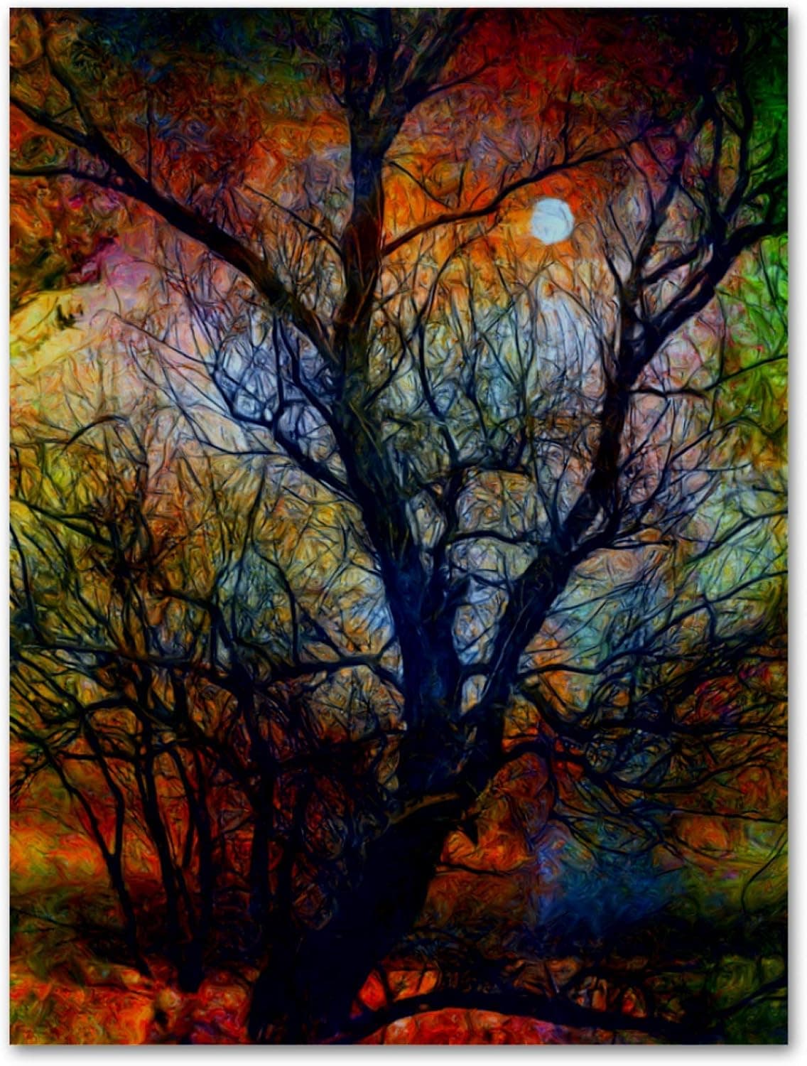 Anna Cowper Dead Tree Moon Spooky Fall Autumn Night Canvas Prints Wall Art Paintings Wall Artworks Pictures for Living Room Bedroom Decoration, 11.8x15.7 inch Home Bathroom Wall Decor Posters