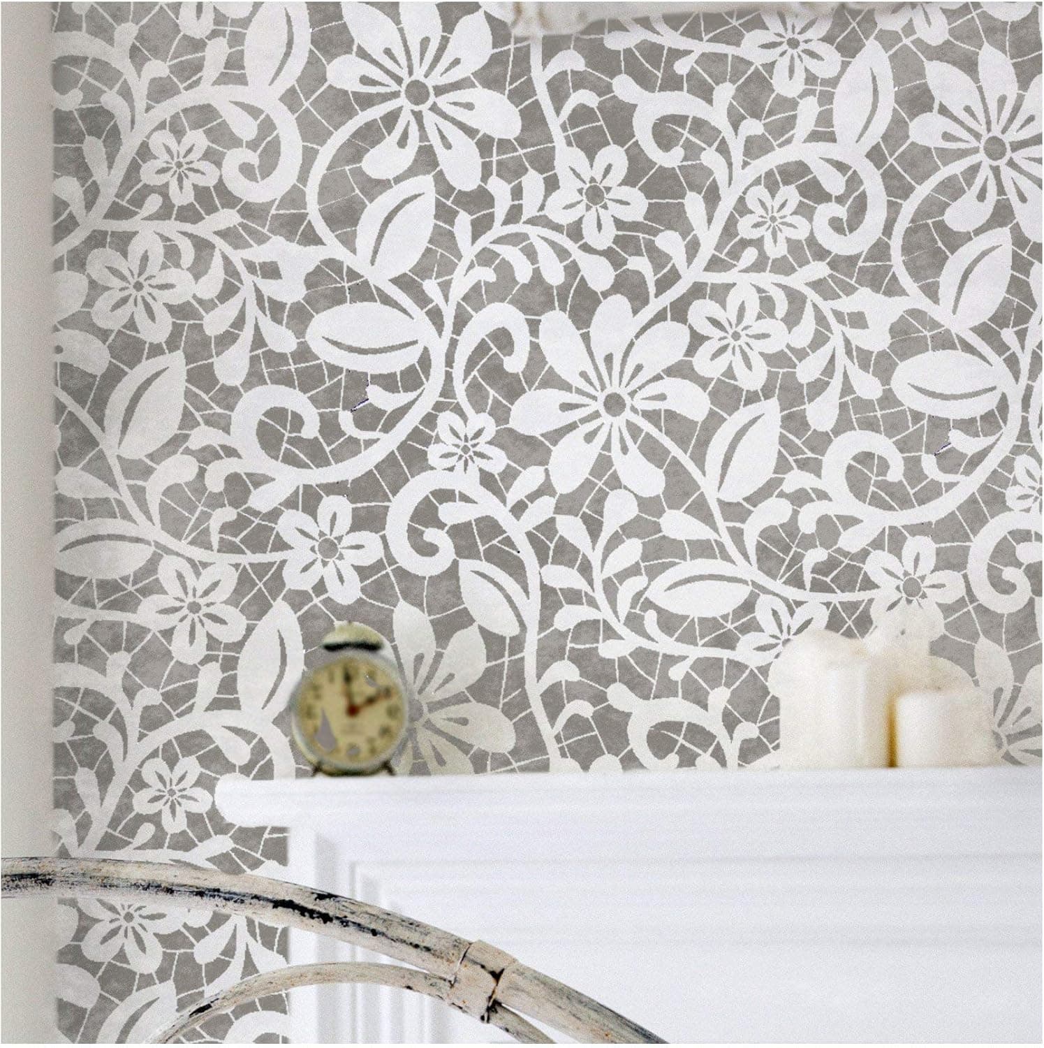 ELIZABETH Lace Furniture Wall Floor Stencil for Painting - Furniture Medium
