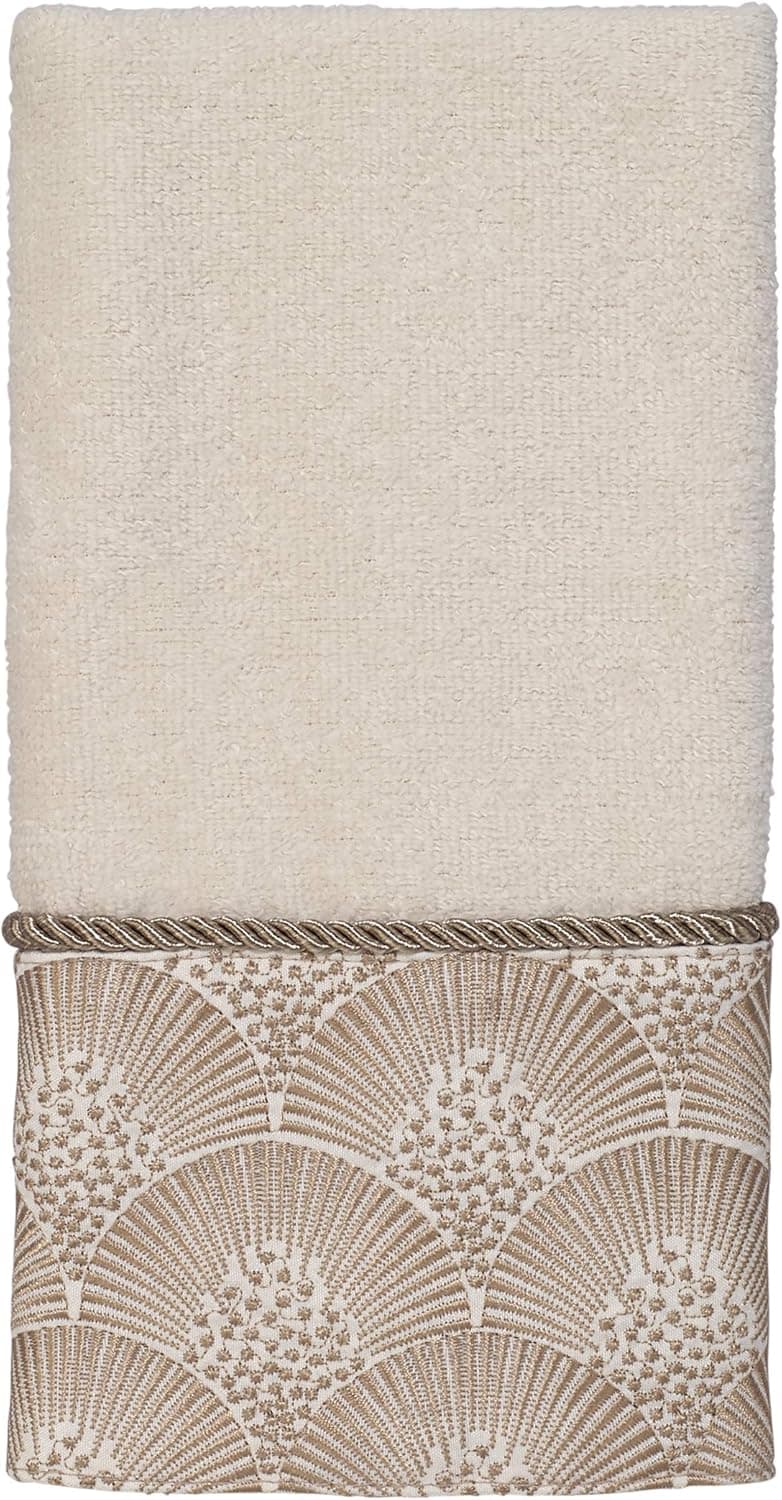 Avanti Linens - Fingertip Towel, Soft & Absorbent Cotton Towel (Deco Shell Collection, Ivory)