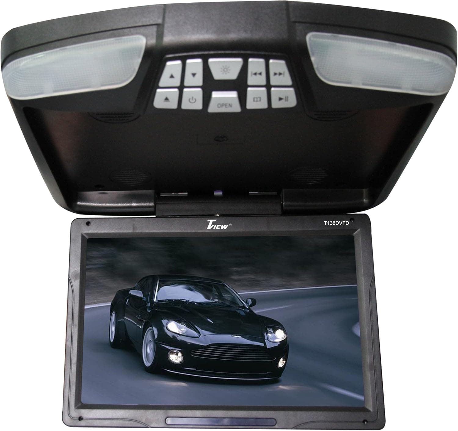 Tview T138ADVFD-BK 13-Inch Car Flip Down Monitor with Built-in DVD Player (Black)