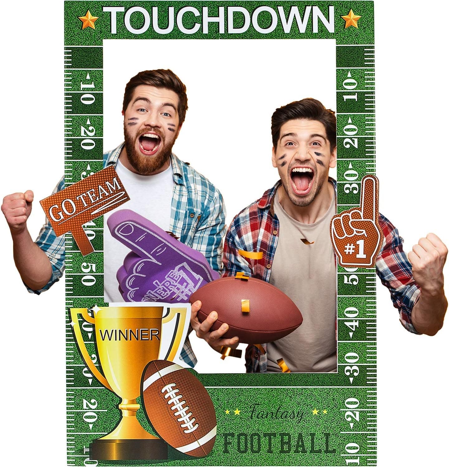 Football Photo Prop Frame Football Theme Selfie Photo Booth Picture Frame and Props for Birthday Baby Shower Football Theme Party Decoration