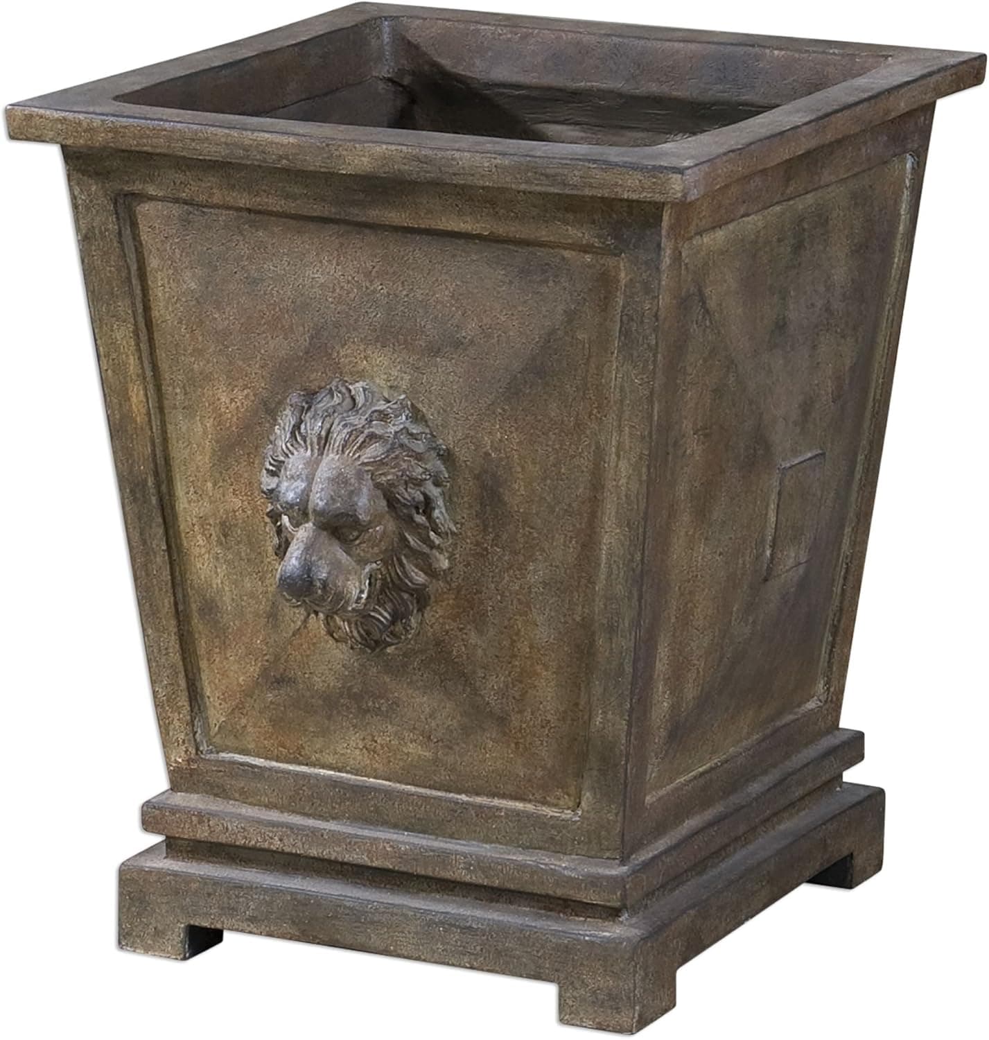 Classic Lion Head Large Urn Planter | Tree Topiary Square Old World