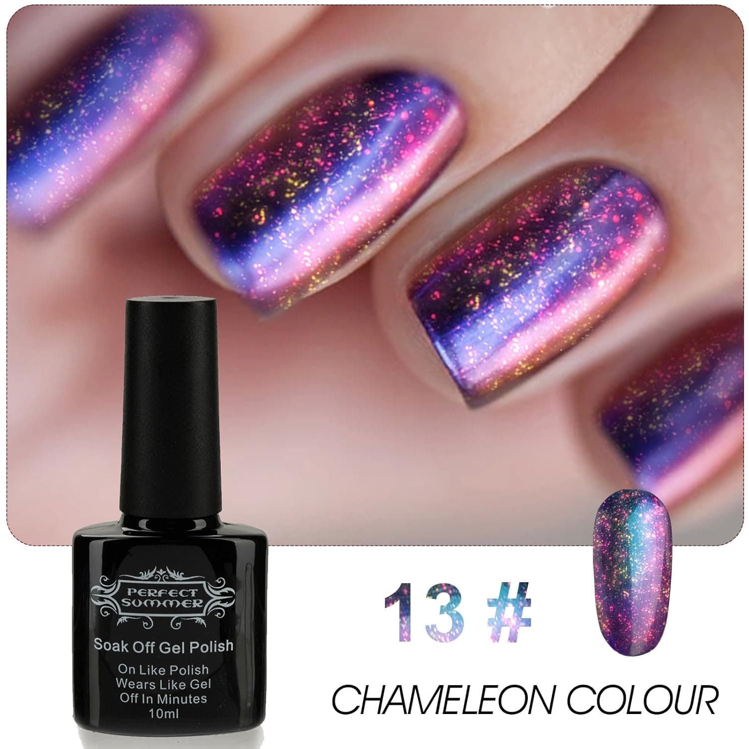Perfect Summer Chameleon Colour Gel Nail Polish Soak Off UV LED Glitter Nail Lacquers Shiny Decoration #13