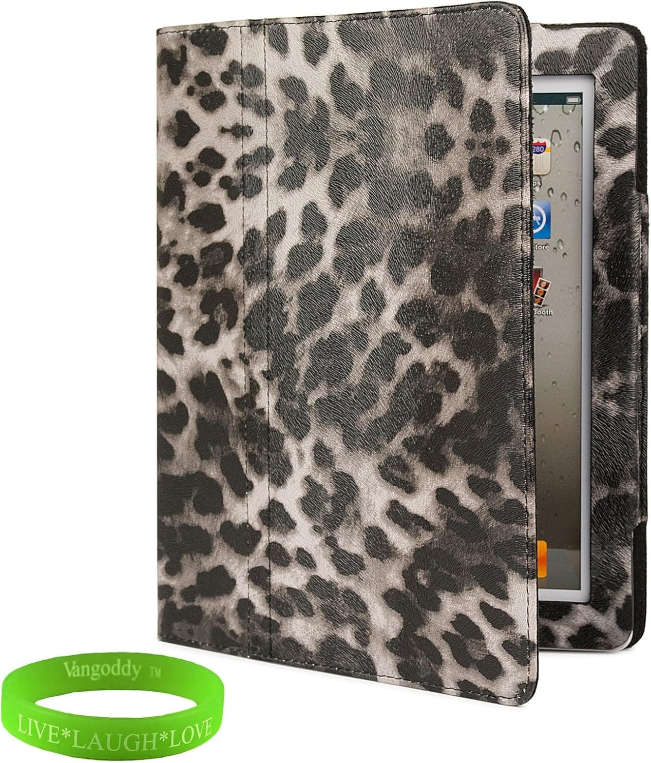 NEW Apple iPad 3 Animal Print Smart Cover Leather Case Sleep Function and Built In Stand (Dark Furlike Leopard Pattern)