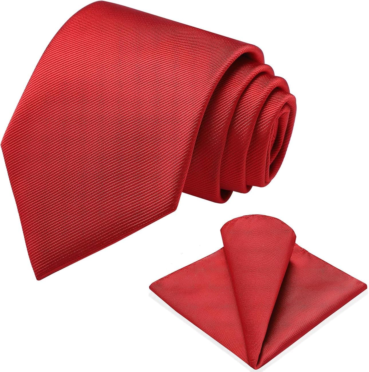 Vinlari Neck Tie for men, Silk Mens Tie and Pocket Square Set, Formal Plain Satin Ties for Wedding Party Work Tie(Gift Box)