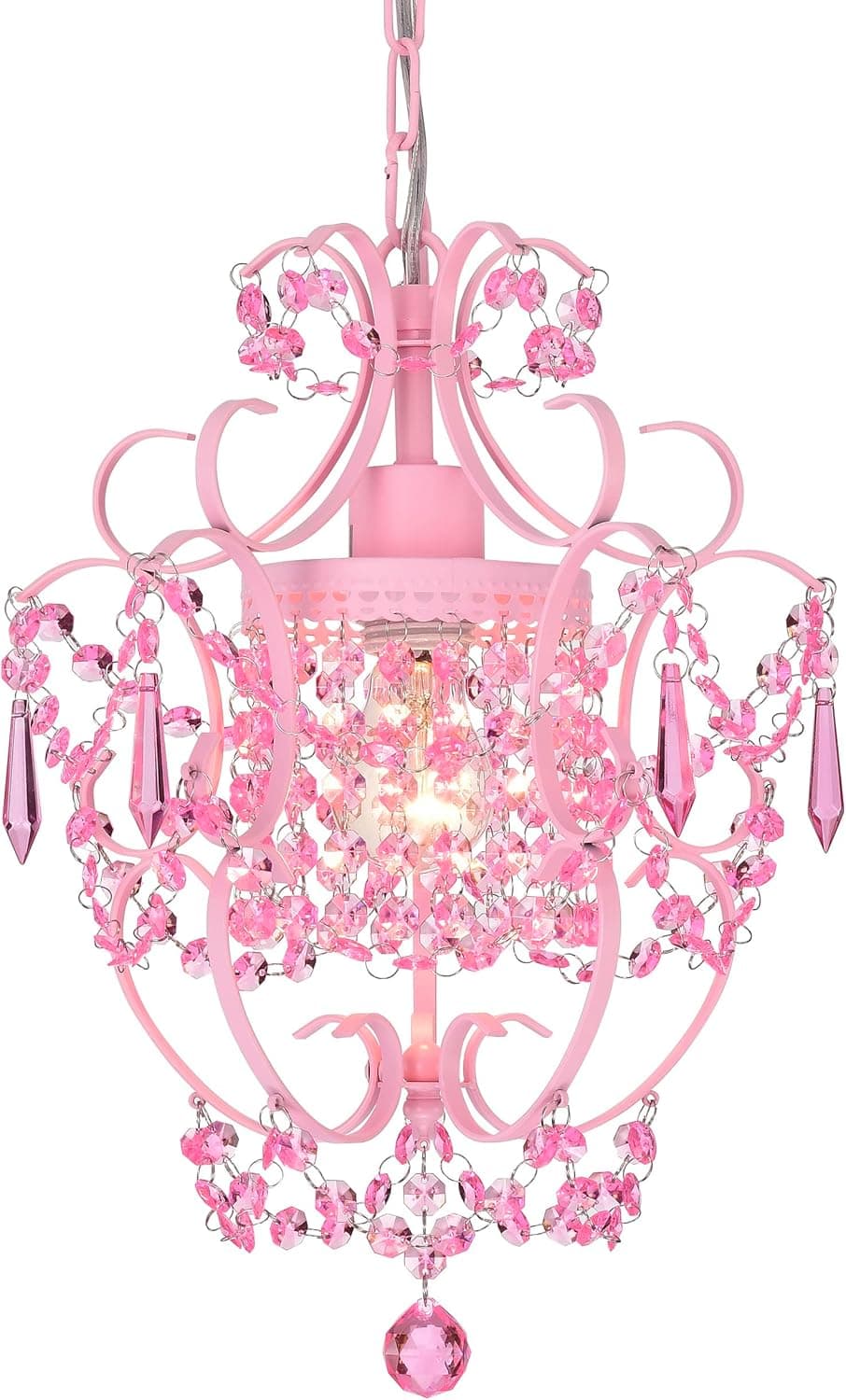 Antique House Pink Chandelier Mini Crystal Chandeliers Light Fixture 1 Light Small Chandelier for Girls Room