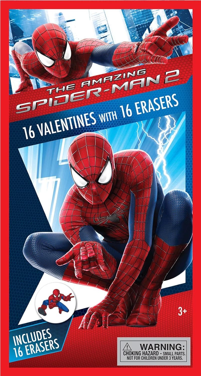 Spiderman Valentine's Day Cards with Erasers - 16 Count