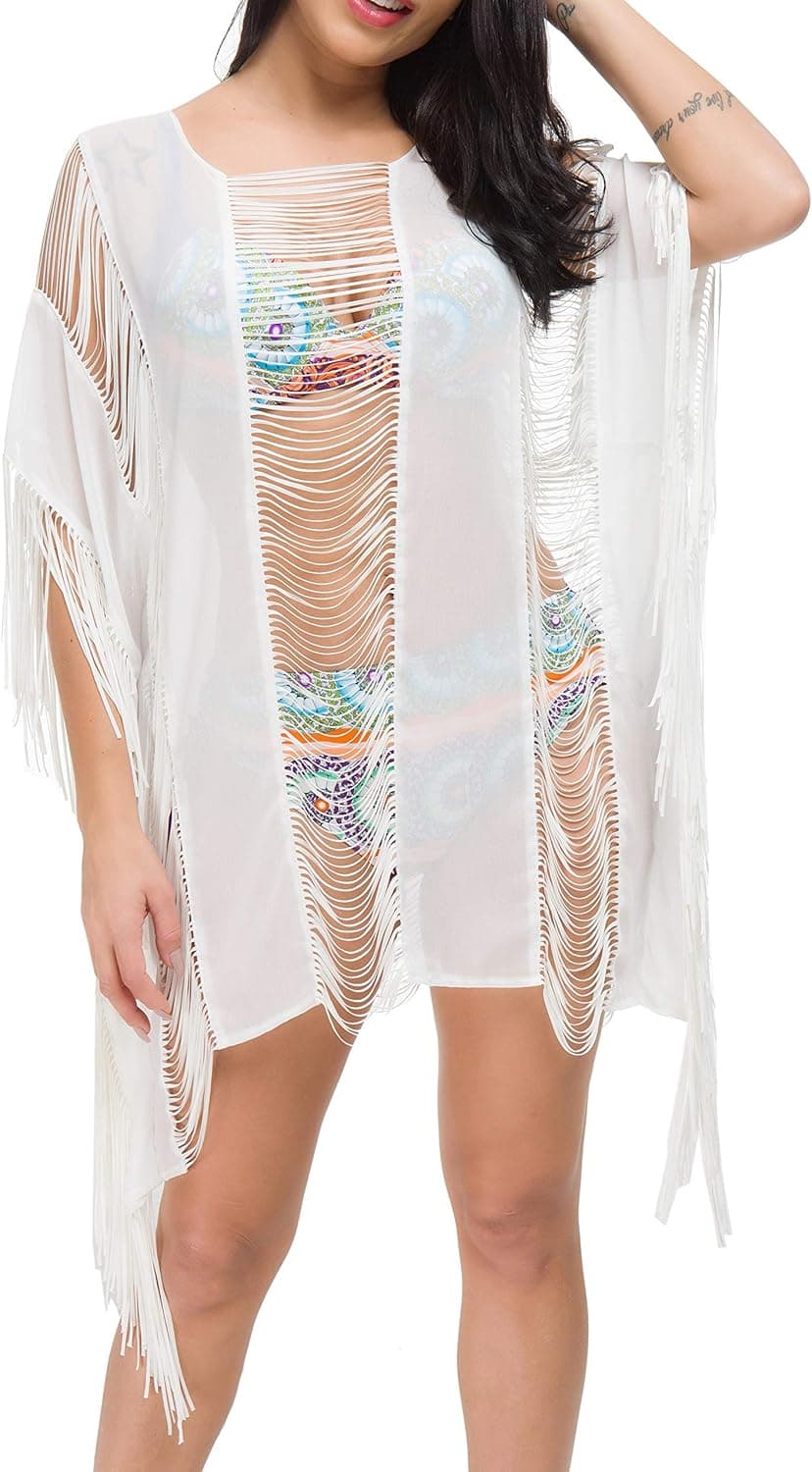 Costyleen Womens Summer Sexy See-Through Bikini Cover up Sun Protective Beach Dress