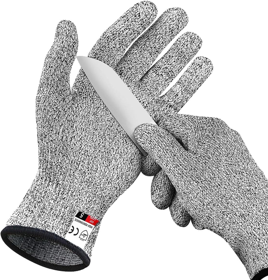 DEYAN Cut Resistant Gloves - Level 5 Protection, Multi Purpose Food Grade Kitchen Cutting Gloves, Safety Working Gloves for Men and Women, Used for Slicing, Fishing, Shucking, Carving, 1 Pair (Large)