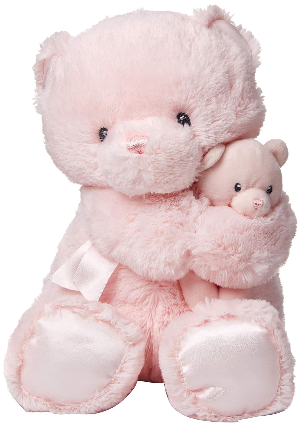 GUND Momma and Baby Teddy Bear Stuffed Animal Plush Rattle, Pink, 11"