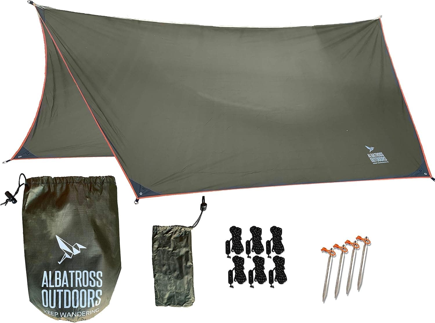 Albatross Outdoors XL 12'x10' Hammock Waterproof Rain Fly - Quality Waterproof Ripstop Nylon Tarp - Highly Versatile Great for Hammocks, Tents, Lean-to - Stakes, Guy Lines, and Stuff Sack Included