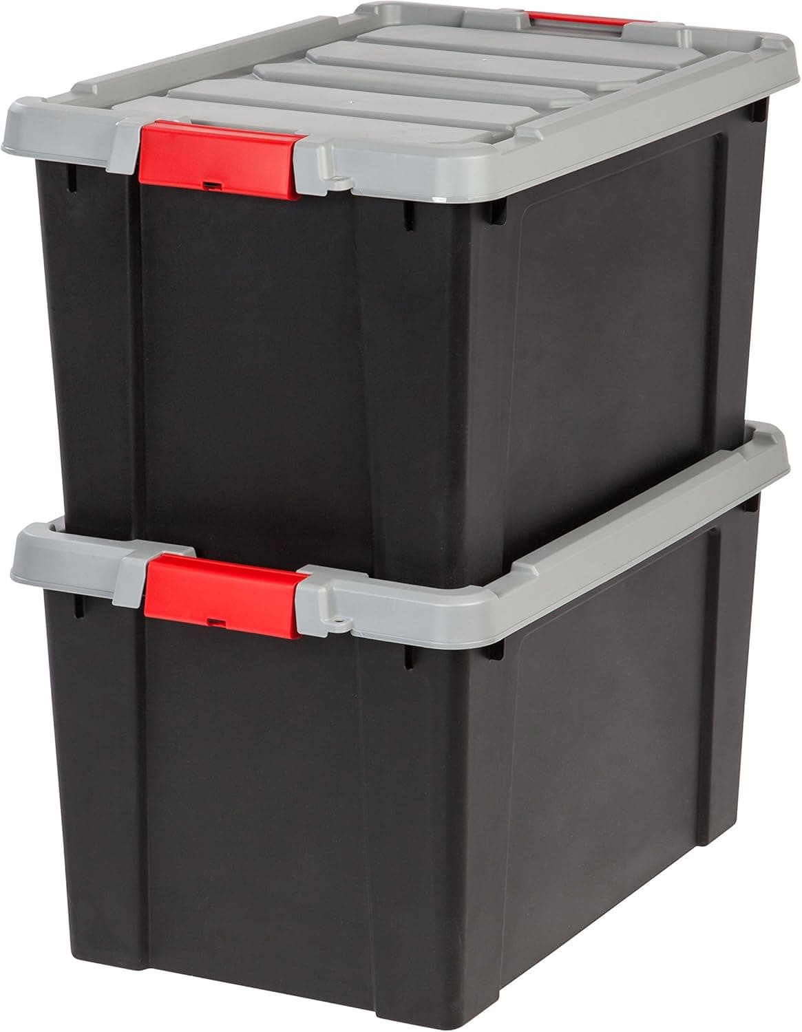 IRIS USA 586530 Heavy Duty Stackable Utility Tote, 19 GAL, Black, 2 Count