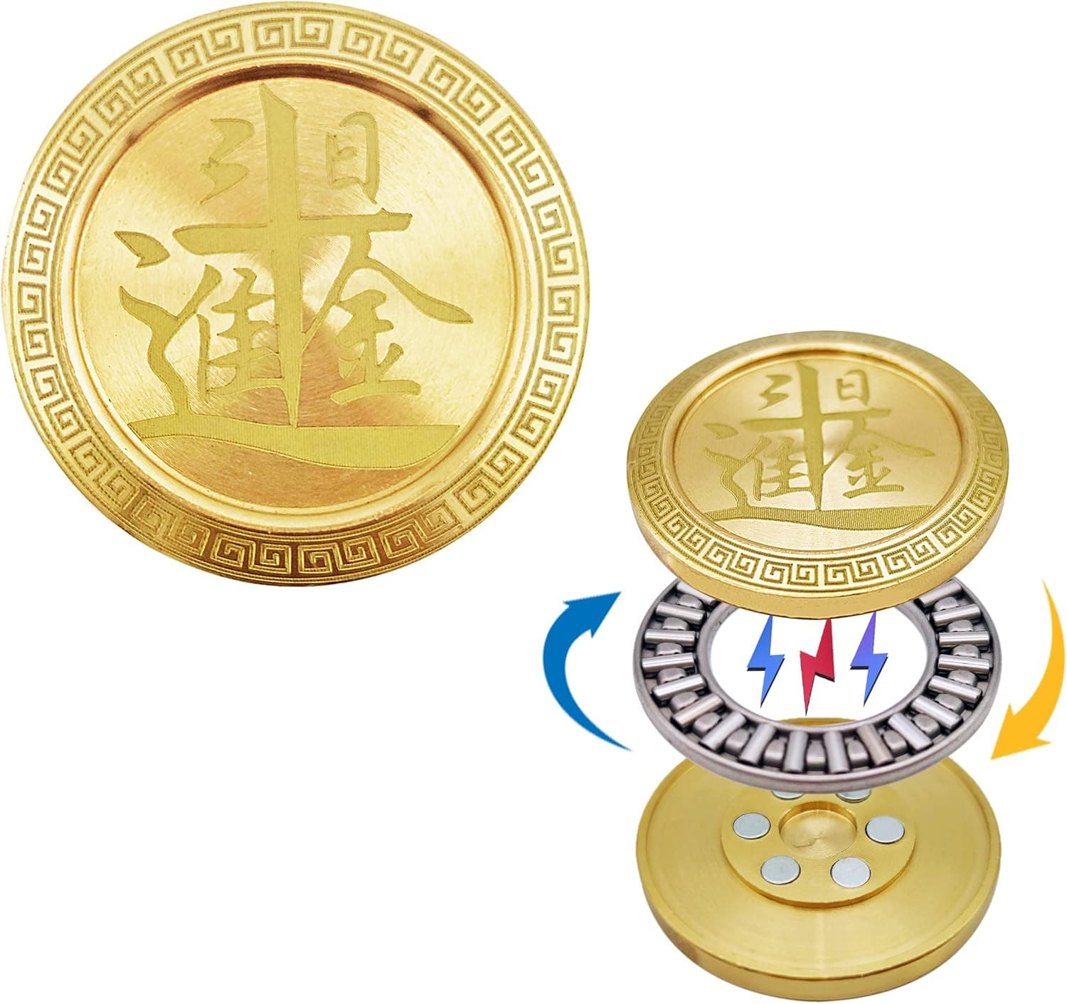 Metal Fidget Slider,EDC Fidget Coin,Haptic Coin, Metal Fidget Toys for Adults,Lucky Coin Means Earning Large Quantities of Gold Each Day,More Cycle You Played More Luck You Got(Style 2)