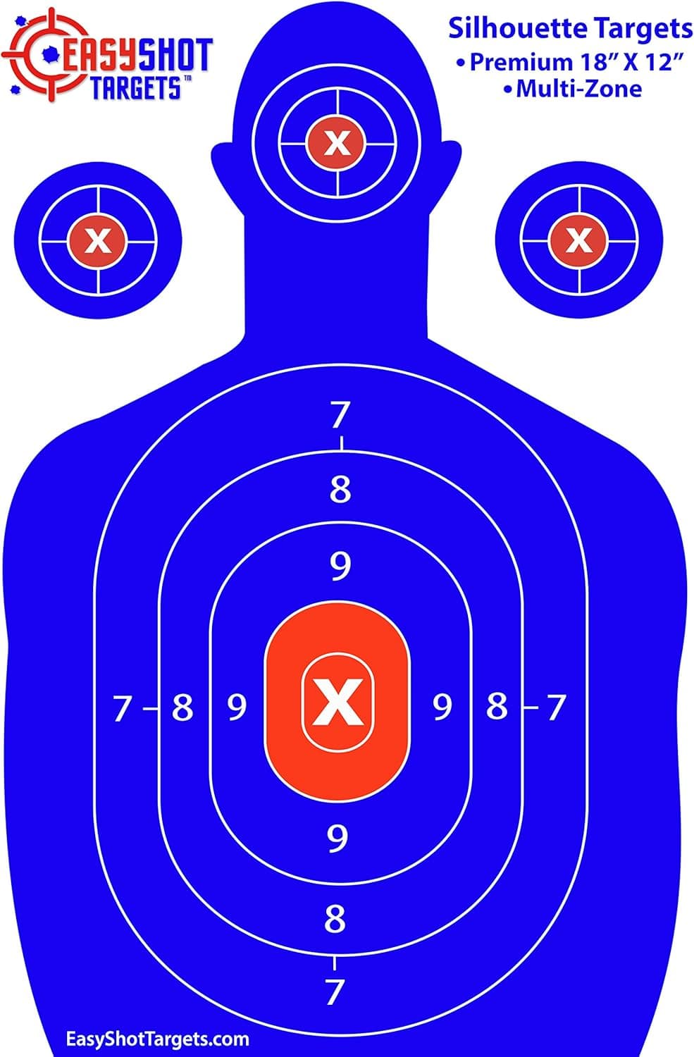 EASYSHOT Shooting Targets 18 X 12 inch. Shots are Easy to See with Our High-Vis Neon Blue & Red Colors. Thick Silhouette Paper Sheets for Pistols, Rifles, BB Guns, Airsoft, Pellet Guns & More. (25)