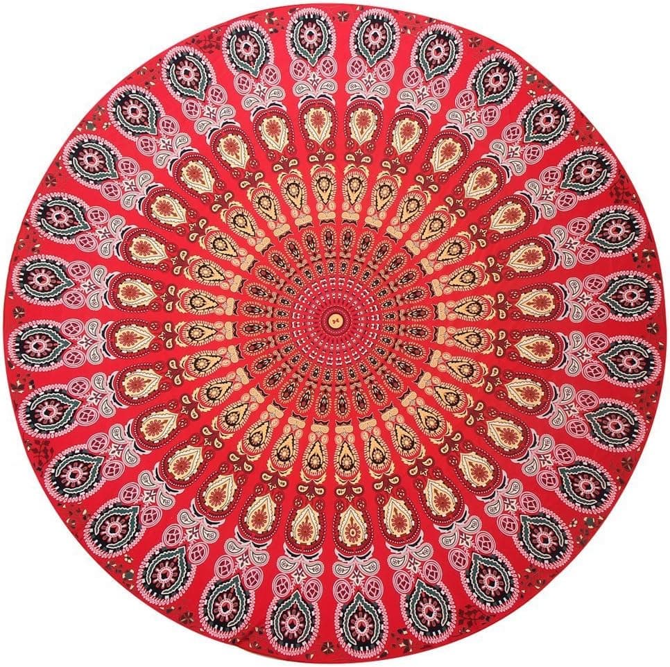 Art Box Store Tapestry Red Roundie Beach Tapestry Hippie Round Tapestries Beach Towel Round Beach Blanket Roundie Beach Tapestry Mandala